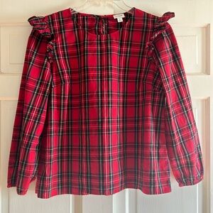 🎄J Crew Holiday red plaid top🎄